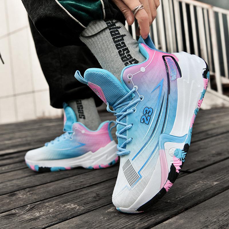 New mandarin duck leather basketball shoes men's high-top sports shoes running shoes students actual combat sneakers casual shoes women