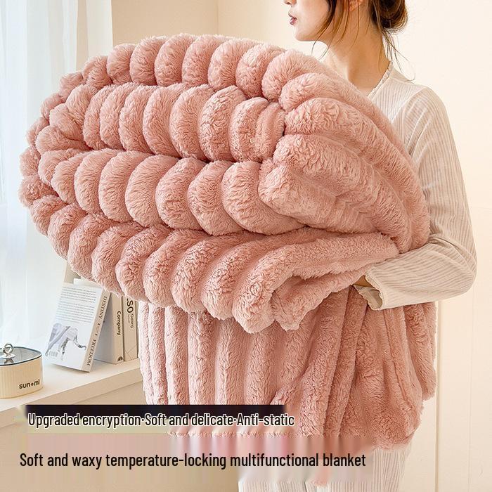 

2024 Роскошное однотонное плюшевое ребристое одеяло с кроликом 70cm*100cm Random Color