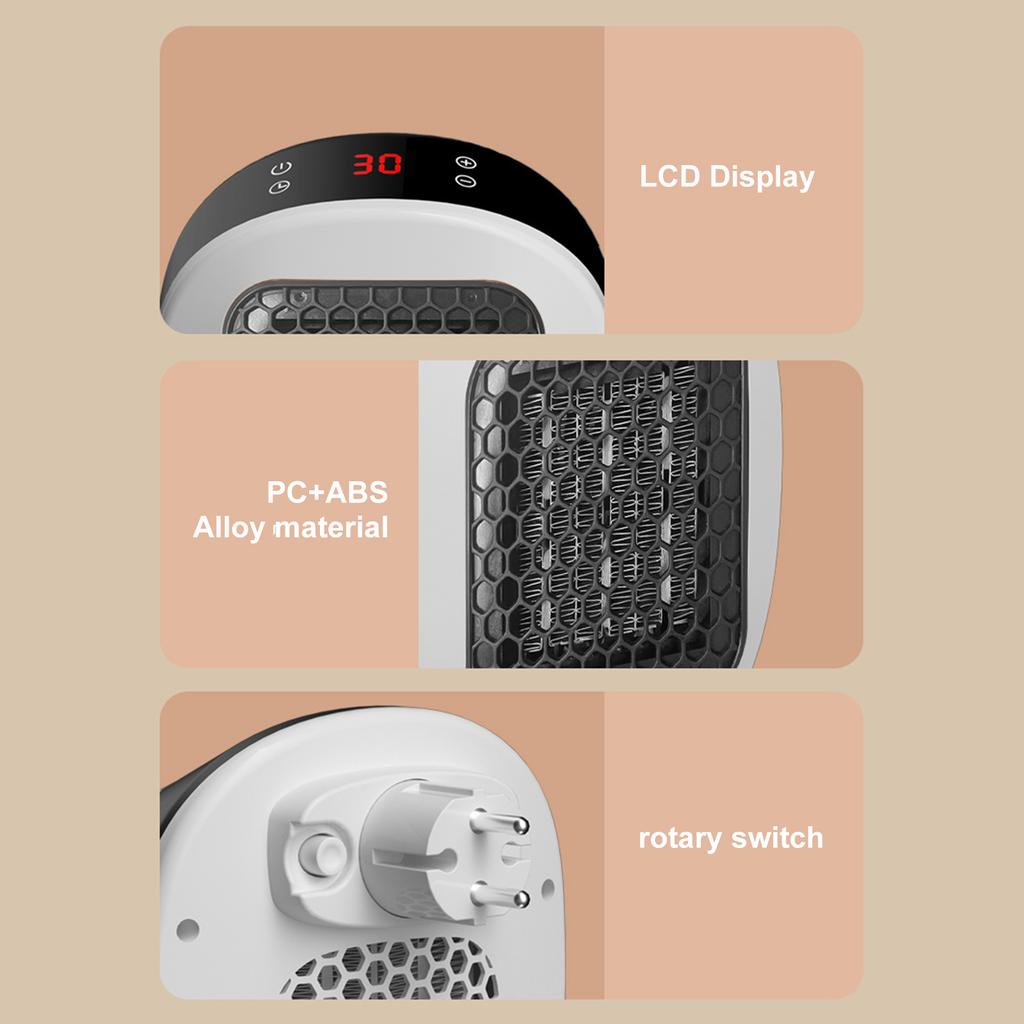 Plug In Heater 600W Wall Outlet Space Heater with Remote 12H Timer Portable Electric Heater for Bathroom Home Office