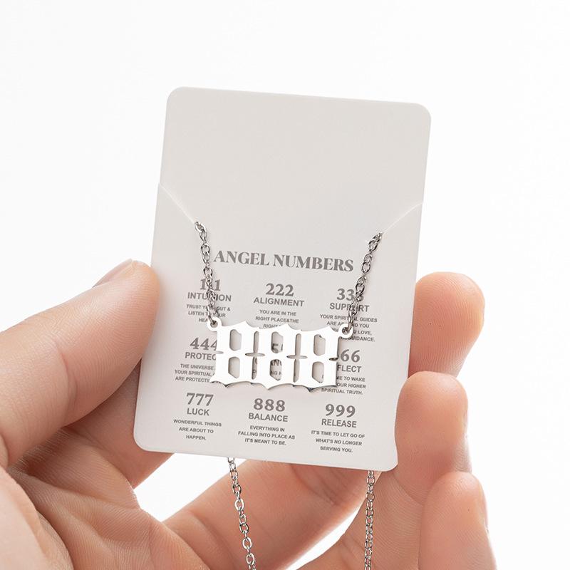 Angel Number Necklace for Women: Stainless Steel 000-999 Pendant Clavicle Chain