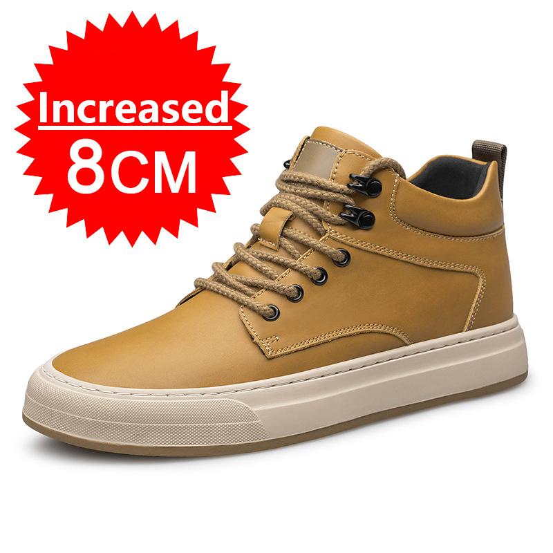 

Fashion Outdoor Sneakers Men s Casual Genuine Leather Height Increasing Shoes For Men 8cm New Invisible Elevator Lace Up Sneakers Sport 44