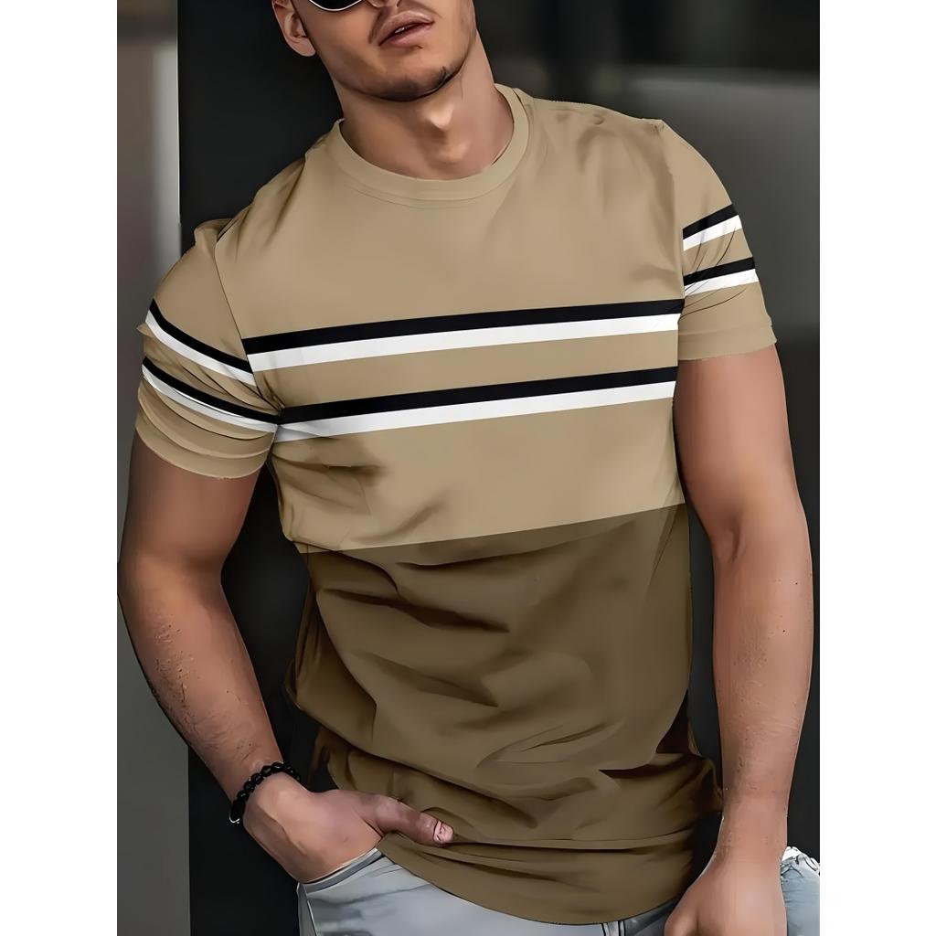 Men's Striped Top Simple Comfortable Short-sleeved Fashionable T-Shirts Men’s