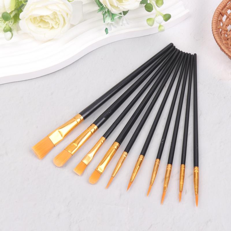 30Pcs Painting Brushes Set Art Round Flat Hair Nylon Hair Paint Brush Pen For Oil Acrylic Watercolor School Art Supplies