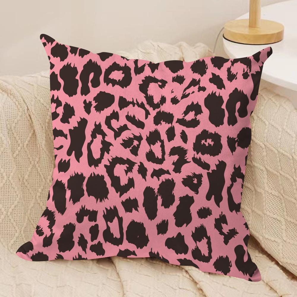 Leopard Print Texture Cushion Cover Soft Plush Fabric Double-Sided Printed Sofa Cushion Cover for All Seasons Home Decor Gift