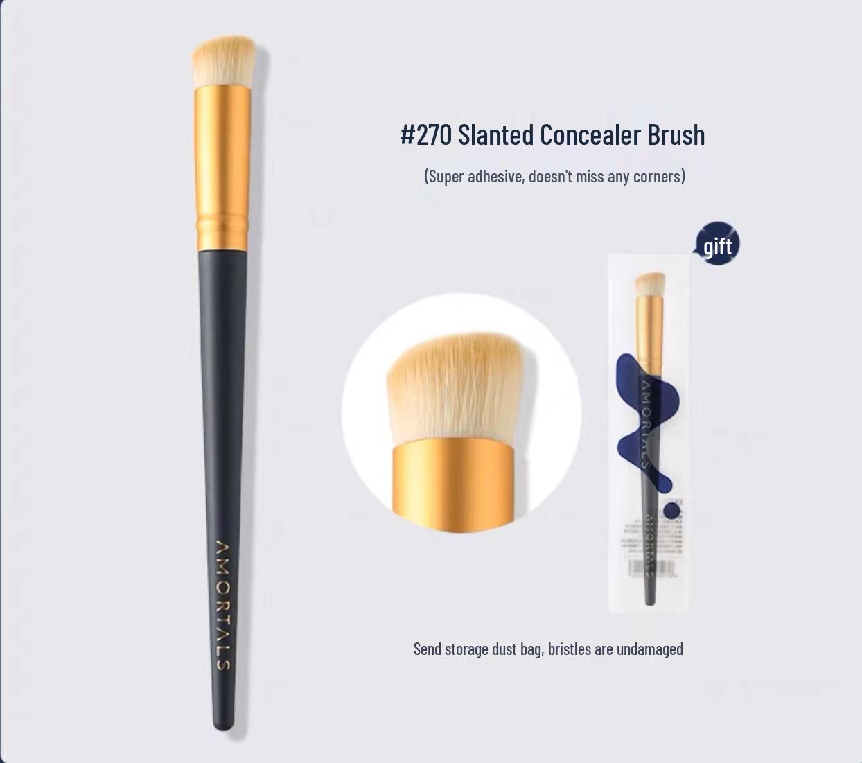 

ERMTAO Seamless Concealer & Blush Brush - Round Head for Dark Circles and Tear Troughs, Flat Head for Foundation.