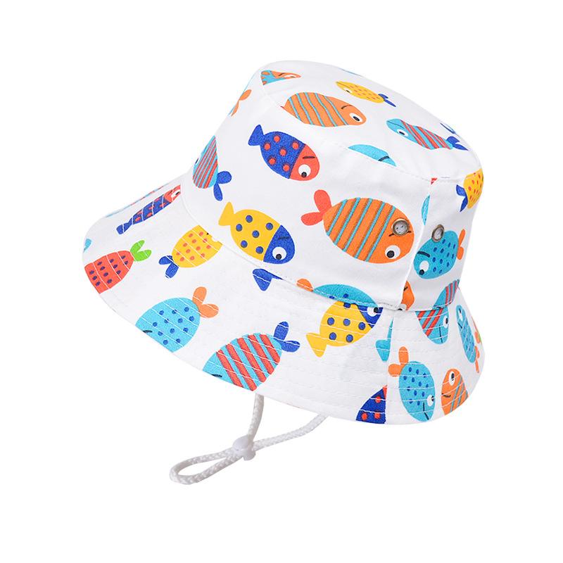 1014 Children's Hat Cartoon Cute Basin Hat Boy and Girl Baby Summer Outdoor Sunscreen Sunshade Bucket Hat