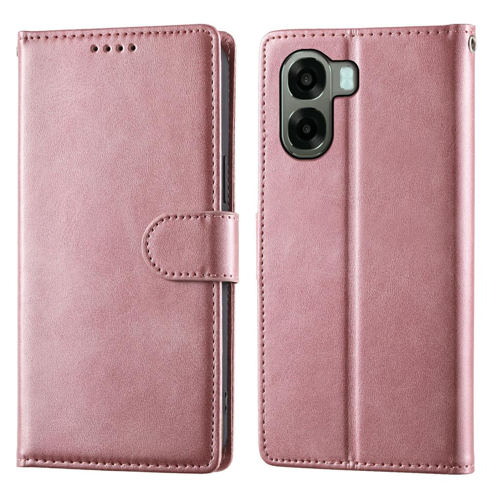 Phone Case For Oppo A6x 5G / A6x 4G Stand Wallet Calf Texture PU Leather Flip Phone Cover with Wrist Strap