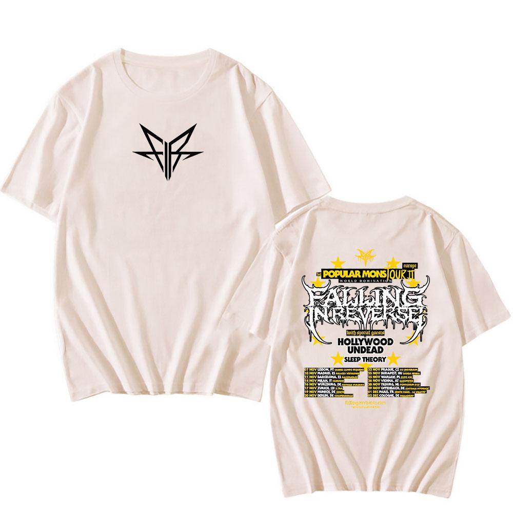 Falling In Reverse The Popular Mons Tour T-shirt Short Sleeve Cotton Summer Tshirts Hip Hop Streetwear Men Clothes Graphic Tees