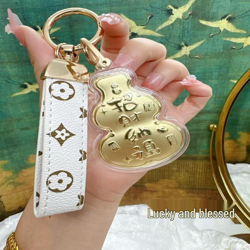 Wisiorek Tykwa Na Fu z Czystego Złota 999 Brelok Zawieszka do Torby - Prezent na Święto Qixi dla Mężczyzn i Kobiet