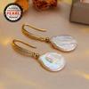 SENIKO Natural Freshwater Big Baroque Pearl Earrings Fashion Cubic Zirconia Pearl Drop Earrings For Women Party Jewelry