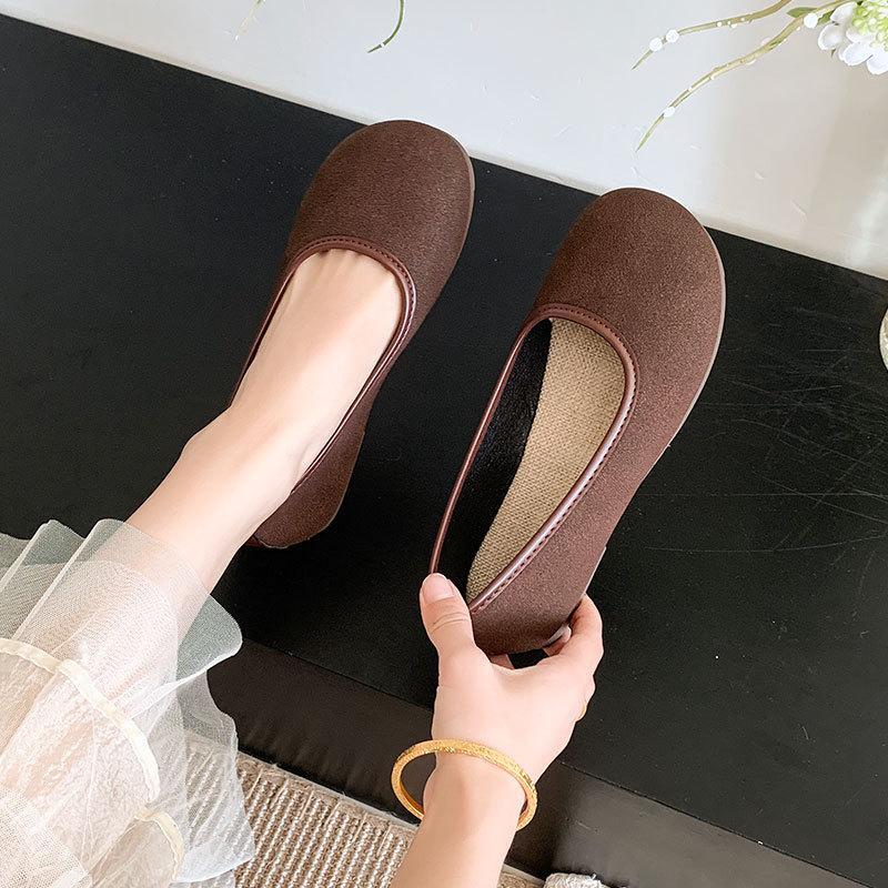 Vintage Mary Jane  shoes big head knitted soft sole breathable flat bottom versatile shallow mouth single shoes  Doudou shoes