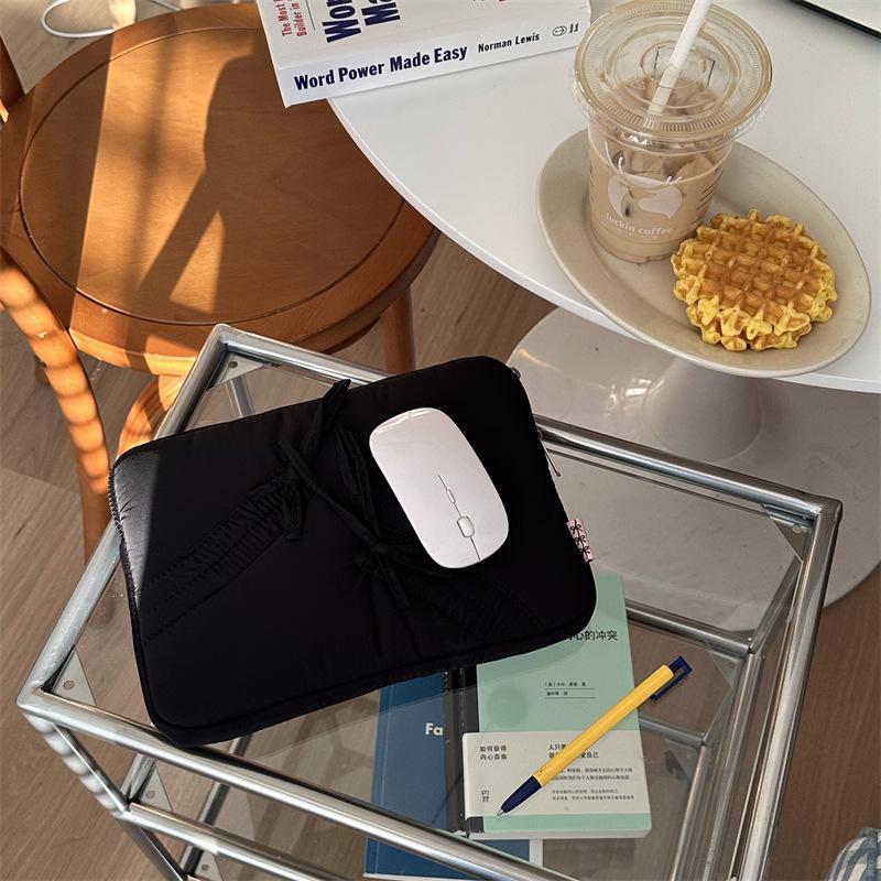 TS JYL laptop bag,Korean INS Bow Drawstring Tablet Sleeve iPad 11 13 Inch Notebook Bag