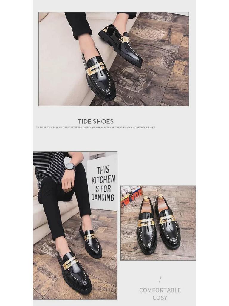 Men's Stylish Retro White Leather Slip-On Shoes for Weddings