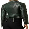 Peplme - Hem Biker Olive Green Leather Jacket for Womens | Hot ! Ladies Lambskin Quilted Leather Jacket, Flare Jacket | Ruffle Detail Jacket