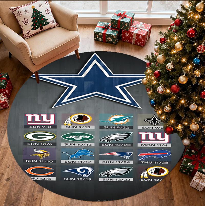 Dallas Cowboys Pattern Round Rug, Indoor/Outdoor Mat, for Picnic, Gameroom, Bedroom, Office, Living Room, Home Decor Carpet, Birthday Gift