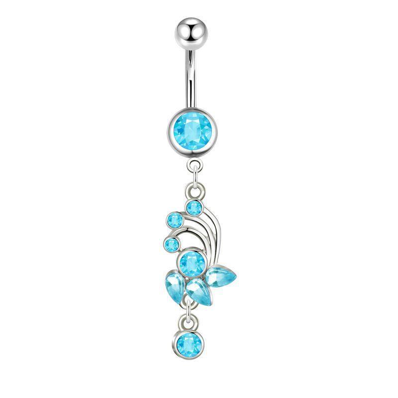 1Pcs Stainless Steel Cross-Border Hot-Selling Love Belly Button Ring 14G Tassel Pendant With Zirconia Belly Button Stud