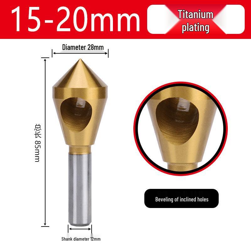 90° Straight Shank Oblique Hole Chamfering Tool with Titanium Cobalt-Plated Stainless Steel Drill Bit for Aluminum Alloy Deburring.
