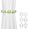 2Pcs No Tool Installation Curtain Holders Gradient Wooden Beads Magnetic Window Drapery Tiebacks Holdbacks Home Upgrades
