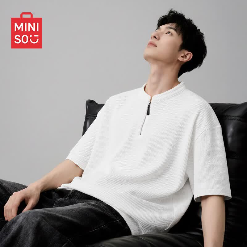 MINISO Men's Half-Zip Quick-Dry Polo T-Shirt