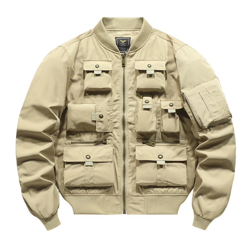 Bomber Jacket Men's Retro Baseball Uniform Multi-pocket Work Jacket Functional Jacket Three-proof Assault Top