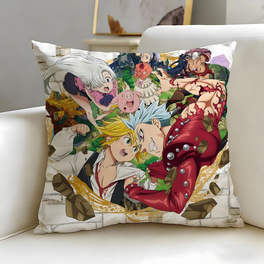 classic anime The Seven Deadly Sins Cushion Cover Soft  EasyWash Pillow Case  Versatile for Couch Bed Travel and Office