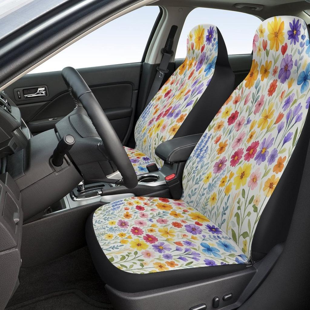 Floral Garden Themed Car Seat Cover Set For Most Cars, Trendy High-quality Car Seat Protector Covers Full Set, Universal Car Sea