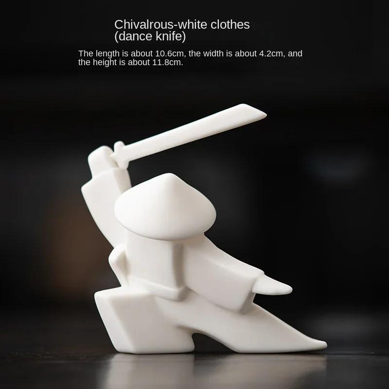 Creative New Chinese Ceramic Warrior Knight Desktop Small Ornaments Joss-Stick Incense Stick Holder Ornament Tea Pets