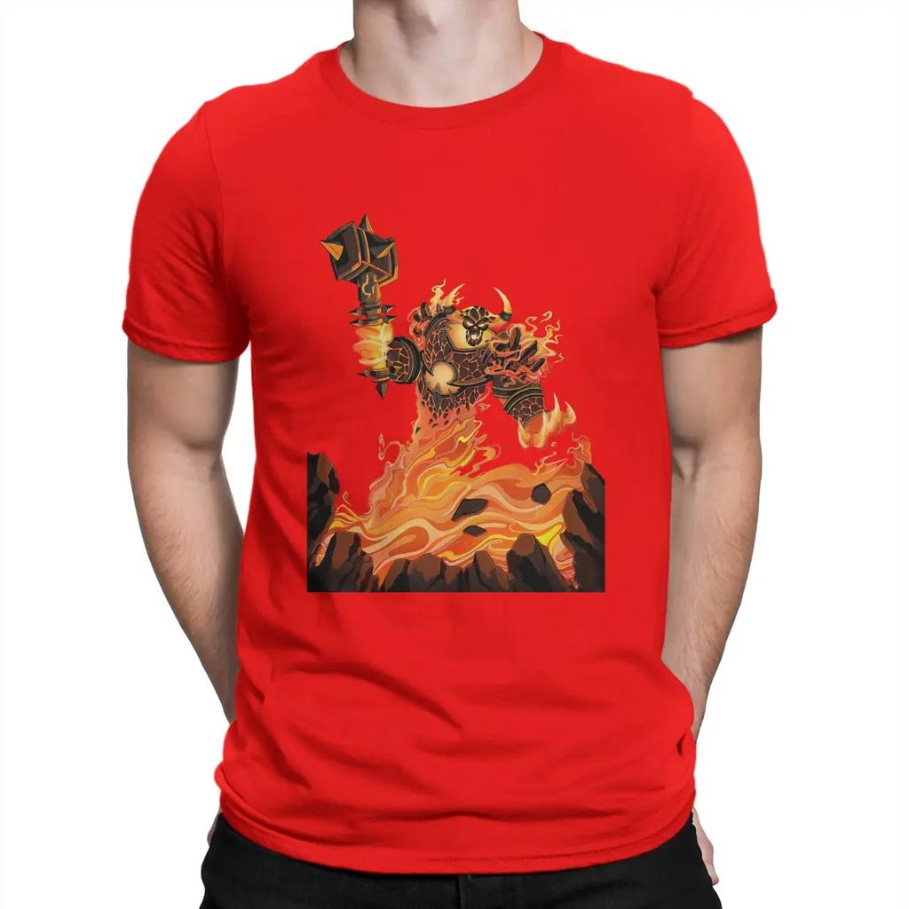 Ragnaros Rock-Magma Men's Shirt World Of Warcraft Funny T-Short Sleeve Round Collar T-Shirts Pure Cotton Birthday Gift Clothing