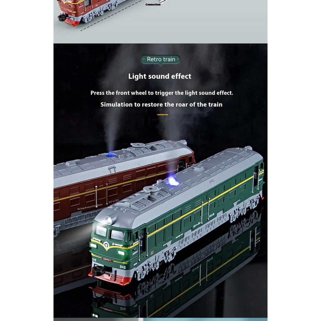 1/32 Diecast Nostalgic Steam Green Leather Train Toy Can Be Sprayed Alloy Train Children's Toy Kids Gift Birthday Present for Boys