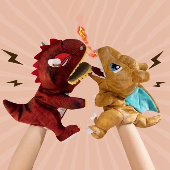 Interactive Dinosaur Hand Puppet Interactive Moving Mouth Plush Toy Educational Storytelling Prop for Kids