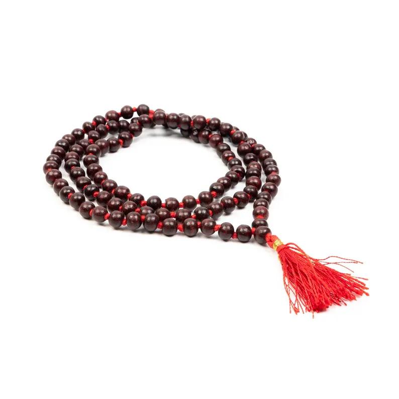 108 Bead Sandalwood Mala Necklace | Natural Sandalwood Japa Prayer Beads for Meditation, Yoga & Spiritual Healing