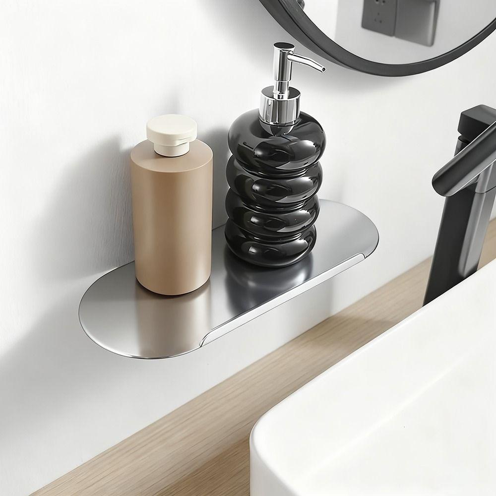 Wall Mounted Wall Floating Shelf Rectangular Spice Rack Bathroom Storage Rack for Living Room