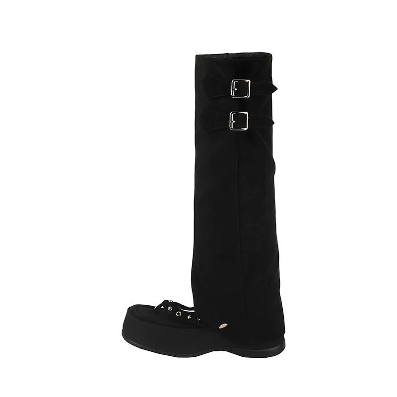 

One shoe and two toe boots, thin thick-soled flip-flops, and trousers piled up with cool boots for women s 2025 summer new boots 40 чёрный