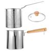 1Set Household Deep Fryer Pot with Metal Frying Basket Stainless Steel Construction Fast Heat Transfer Safe for Gas Electric