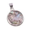 Natural Abalone Shell Gemstone 925 Solid Sterling Silver Gift Pendant 1.5" I1b59
