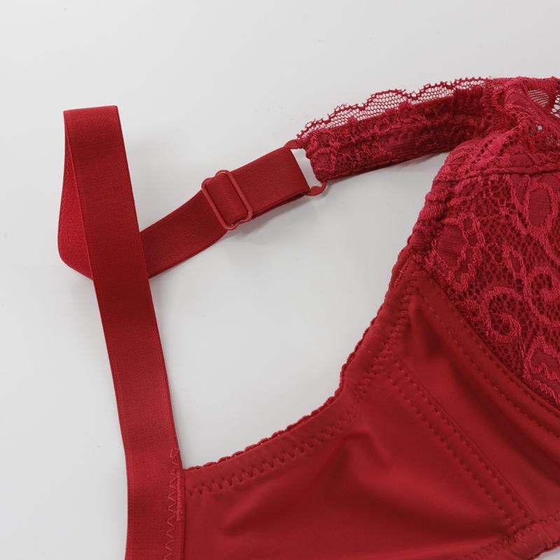 Women Full Cup Daily Brassiere Sexy Lace Print Bow Bra Comfortable Thin Mold Cup French Bras 40E 42E 44E-6004