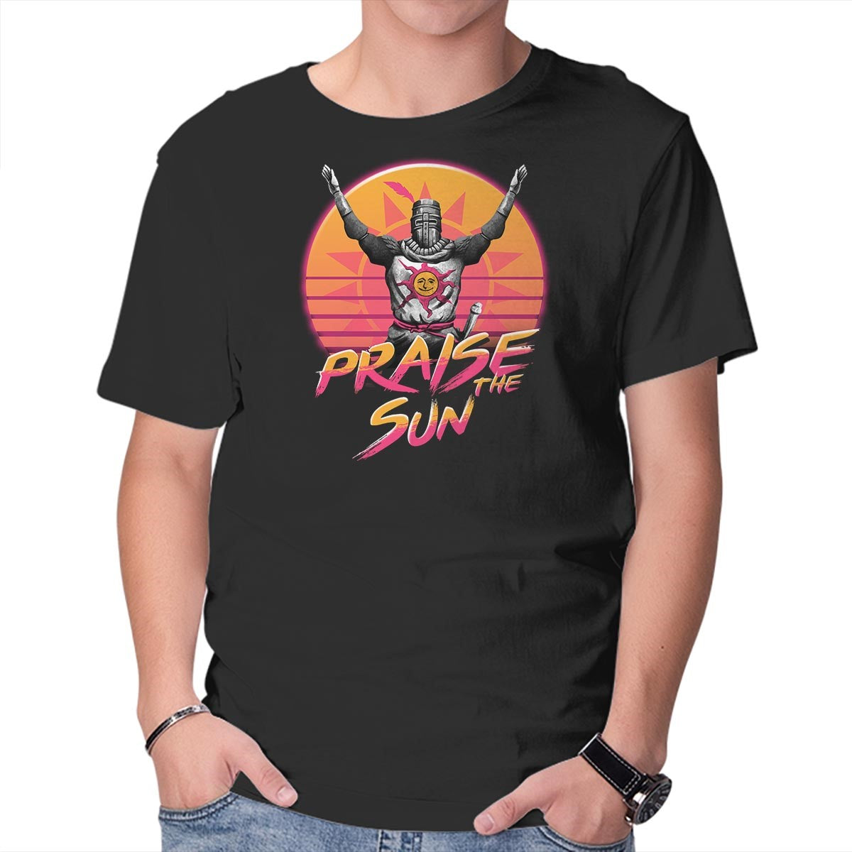 Unisex Crew Neck T-Shirt Praise the Sunset Wave Graphic Short Sleeve Casual Tee M