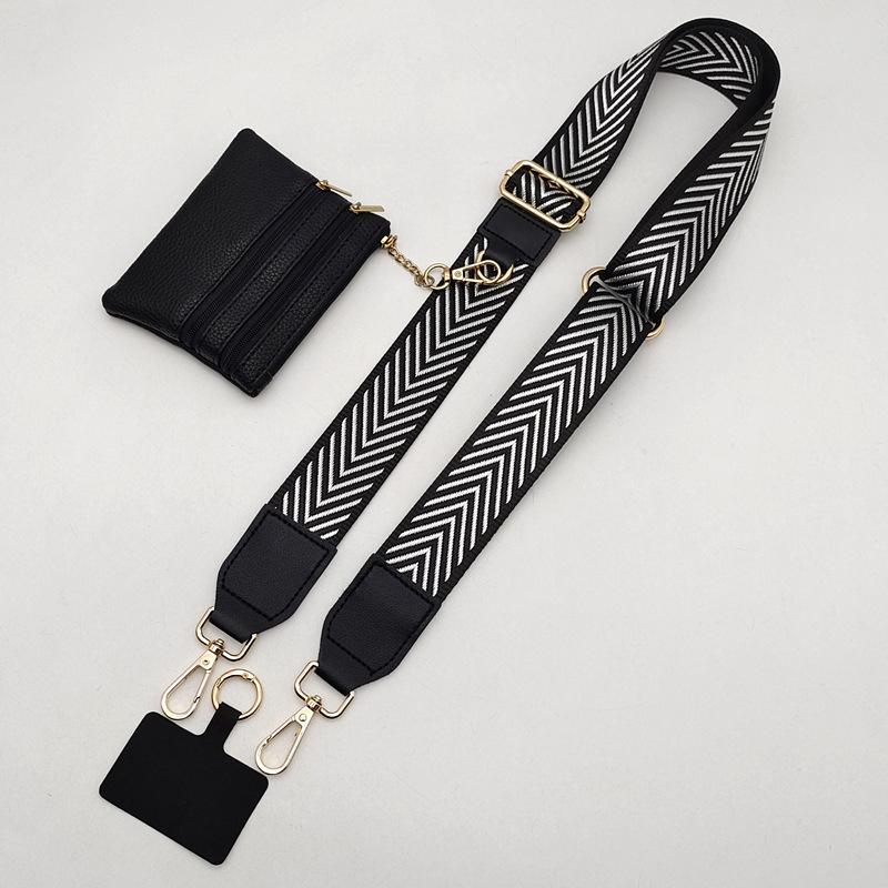 Versatile Adjustable Women's Bag Personalized Wide Oblique Span Strap with Bag Mobile Phone Strap Gasket Circle Lanyard