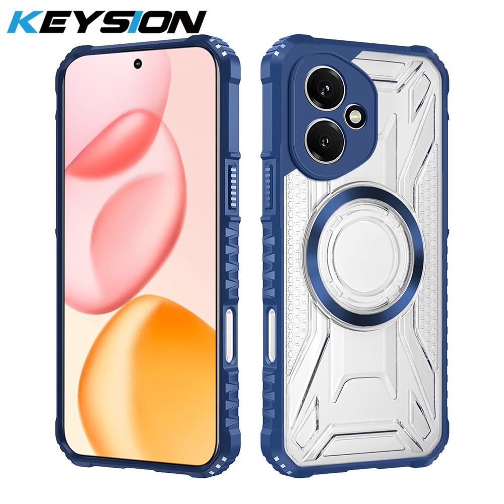 KEYSION Transparent Magnetic Case for Honor 400 Pro 5G Silicone+PC Heavy Duty Shockproof Phone Cover for Huawei Honor 400 Lite