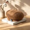 French High-quality Woolen Beret Autumn and Winter Rhinestones Flower Decorative Painter Hat Simple Face Small Hat Women's