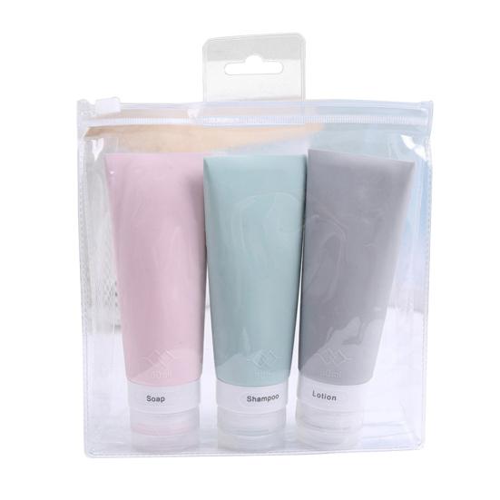 3Pcs 38/60/80ml Travel Silicone Lotion Shampoo Shower Gel Cosmetics Empty Bottle