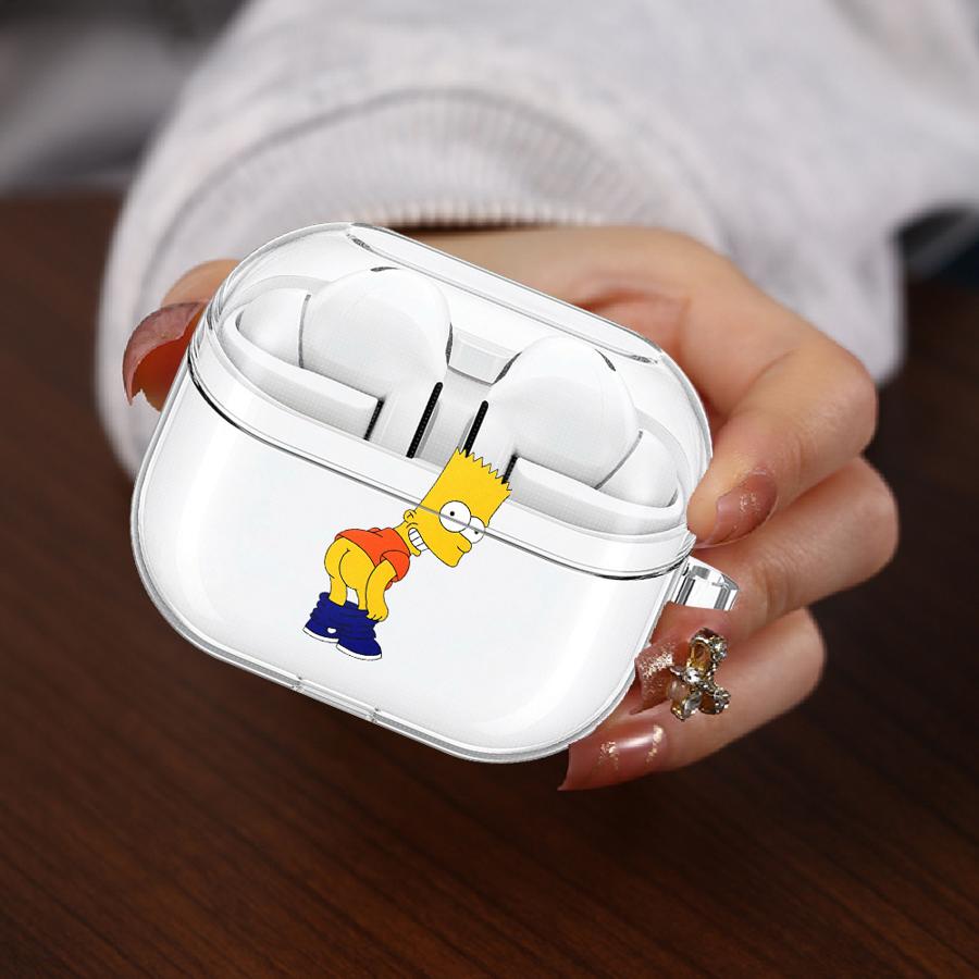 Case For Samsung Galaxy Buds 3 FE 2Pro 3Pro 4 Pro 2 4Pro Live Clear Earphone Cases Cover With Hook Funny The Simpsons
