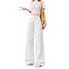 2026 Spring/Summer Women's Plus Size High-Waisted Wide-Leg Jeans with Floral Embroidery - White, Slimming, Versatile