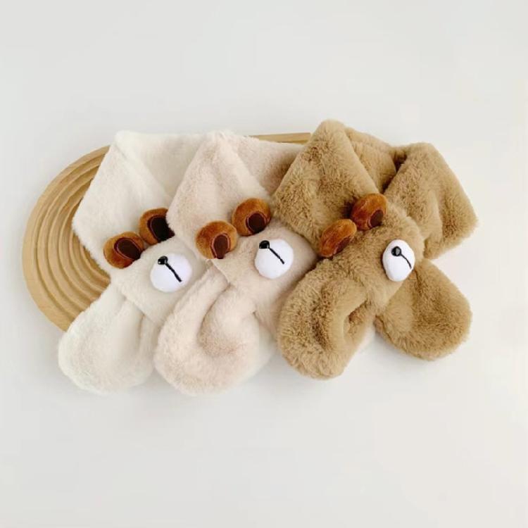 Girls Neck Scarf InsStyle Baby Cartoon Scarf Furry Plush Neck Warmer for Outdoor