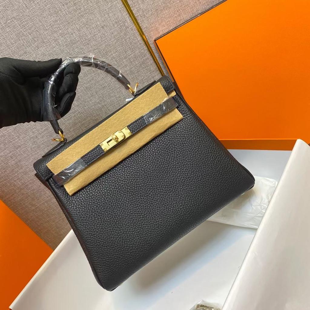 Haute couture leather KL bag 25/28cm lychee Togo top layer cowhide one-shoulder crossbody handbag for women