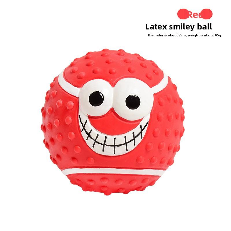 Neues Haustierspielzeug - Latex Lachendes Gesicht mit Geräusch Volleyball Fußball Beißspielzeug gegen Langeweile Kugelförmiges Hundespielzeug