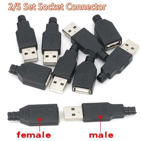 

5 шт. разъем USB 4-контактный «папа-мама» с черной пластиковой крышкой 5Set чёрный