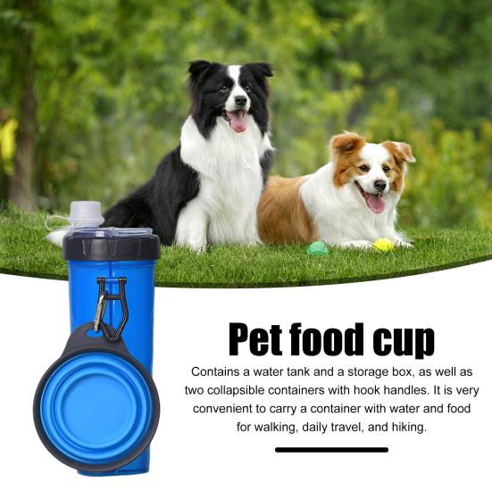 2 In 1 Pet Food Container with Water Tank Storage Bin Foldable Containers Compact Pet Food And Water Carrier