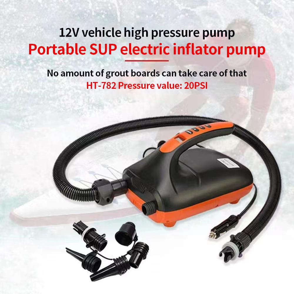 HT-782 12V High Pressure Pump Portable SUP Electric Inflator 20PSI Digital Display Air Pump for PVC Board