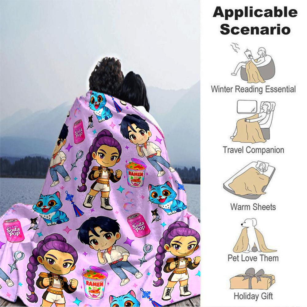 Kawaii Characters Snacks Blanket Soft Throw Blanket For Home Bedroom Bed Sofa Travel Office Solid Christmas Blanket